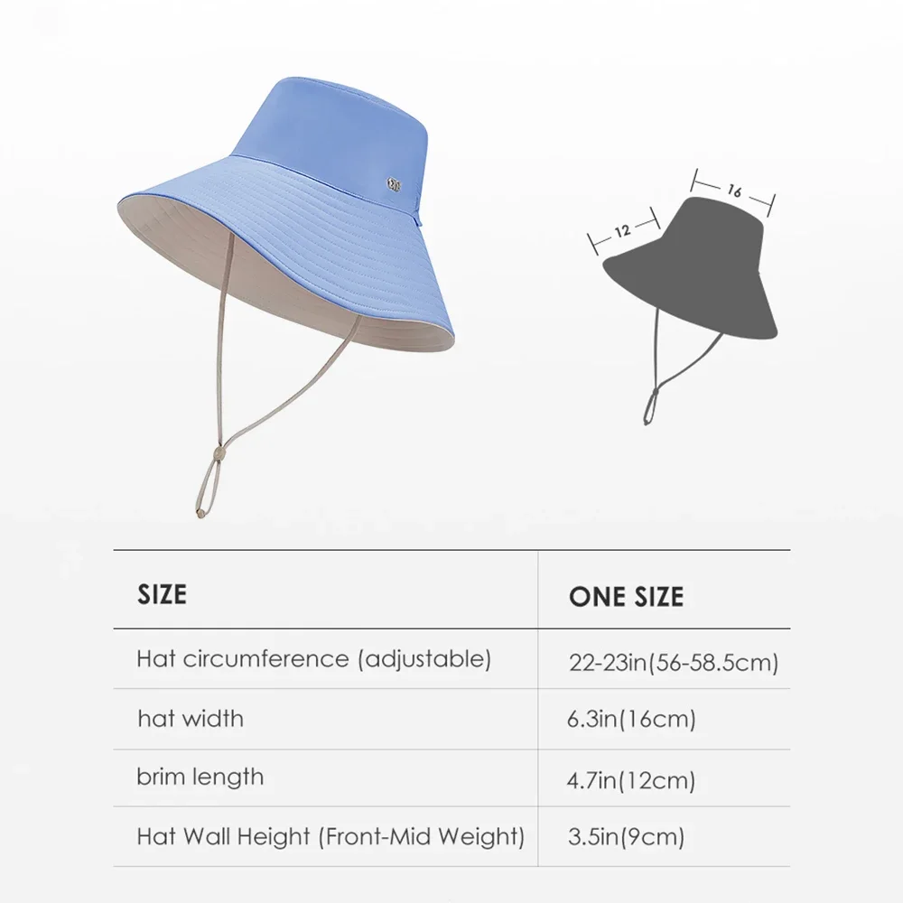 OhSunny  New Women Fashion Sun Hat UPF50+ Large Brim Adjustable Bucket Cap Anti-UV Double Sided Waterproof Visor Hats