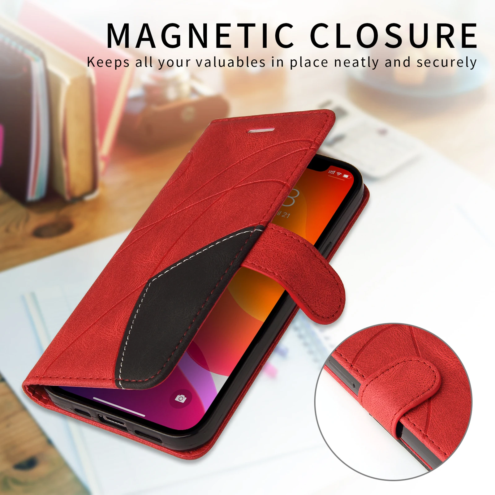 Etui na telefon Xiaomi Redmi Note 11S 11E 11 10T 10S 10 9T 9S 9 4G 8T 8 6 Pro Plus 5G 5 4X z funkcją portfela, skórzane, z zabezpieczeniem przed kradzieżą i szczotką do czytania kodów QR. — zdjęcie produktu 5