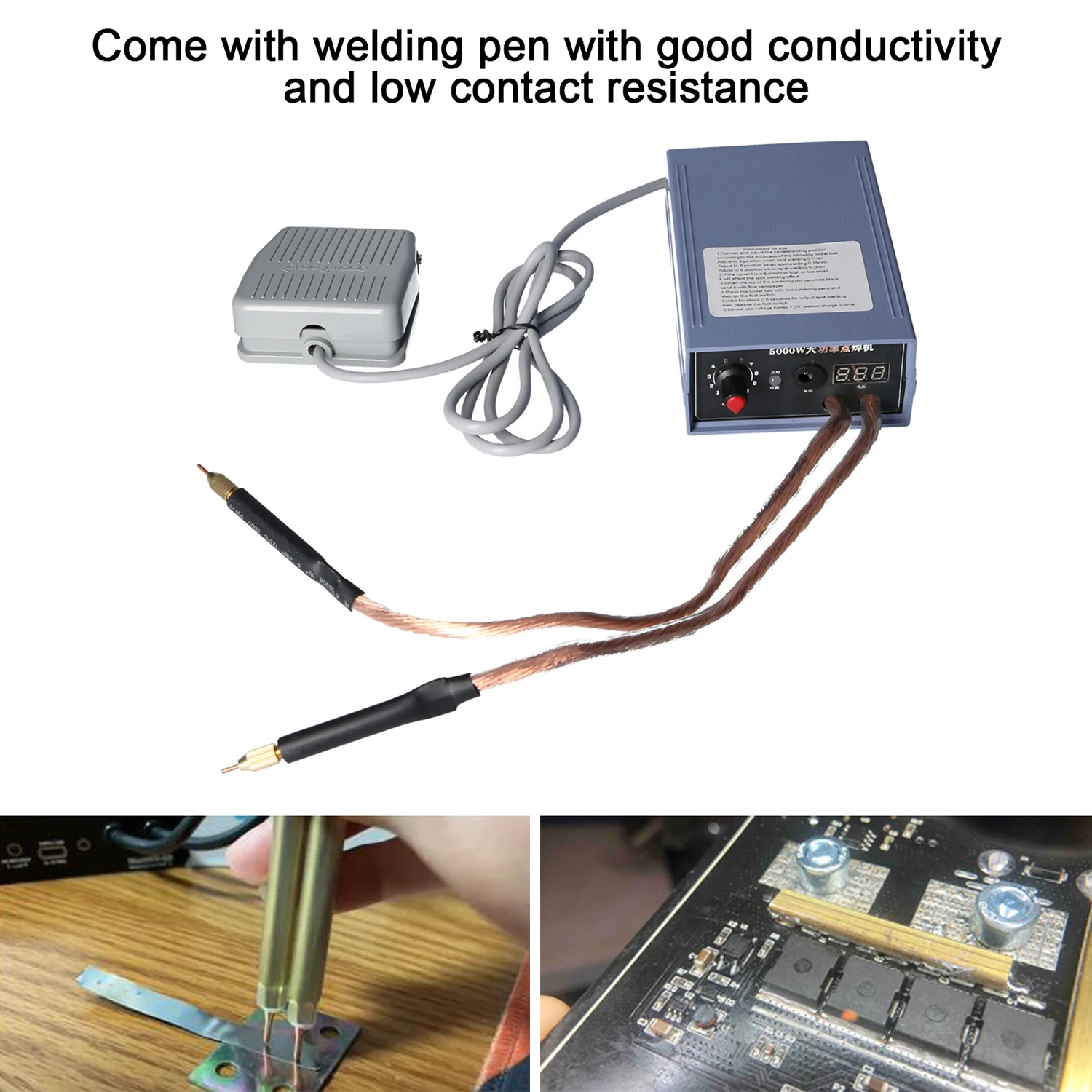 Spot Welder 5000W High Power Handheld Spot Welding Machine Portable 0-800A Current Adjustable Welders for 18650 Battery