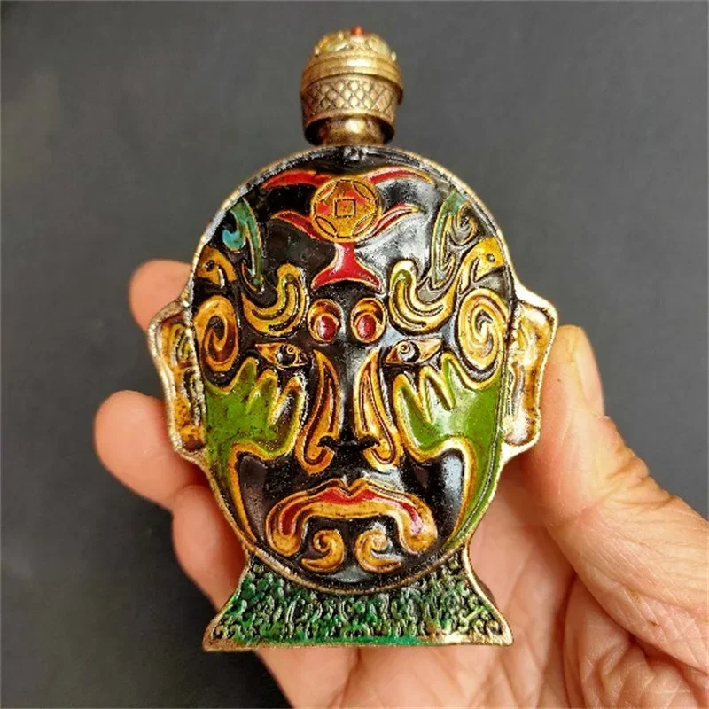 Antique Chinese Peking Opera Mask Cloisonne Snuff Bottle Ornaments Crafts Random Sending