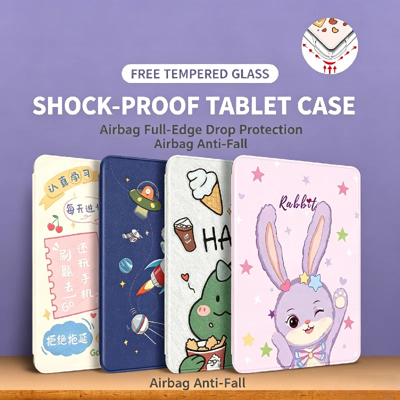 Magnetic Protective Case For Apple Ipad Air/mini Full Series Size With Tempered Glass Screen Protector Ipad Pro/m4 M5 7in 11in