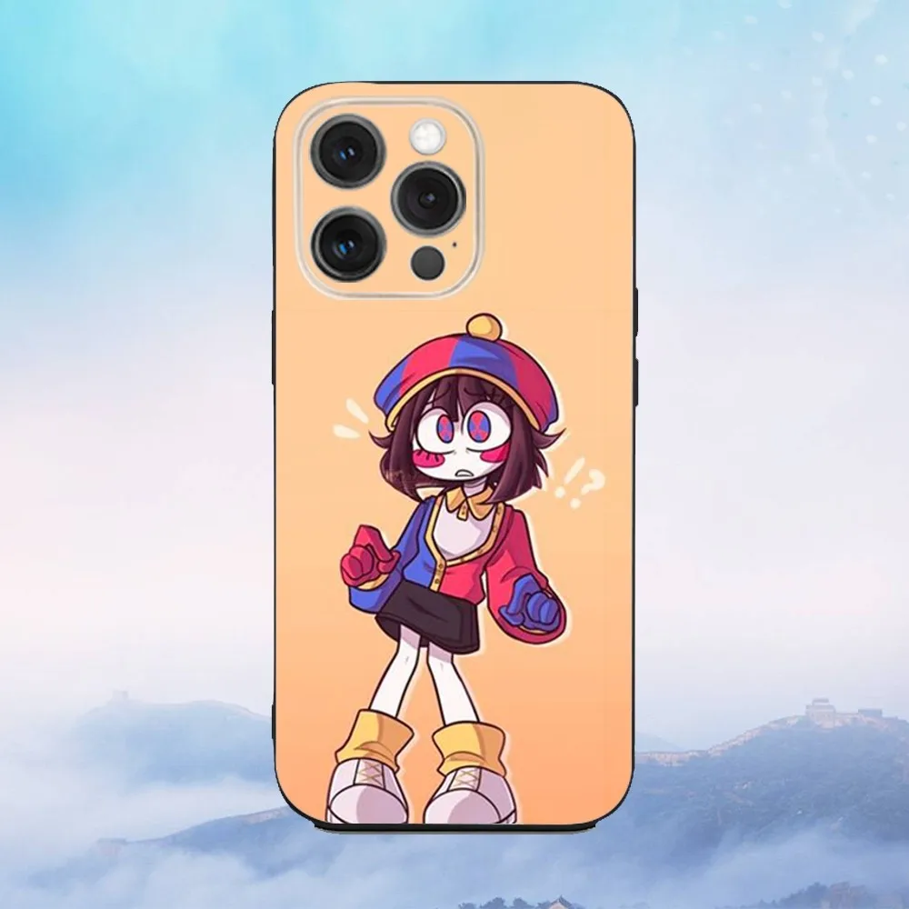 iPhone 16e,16,15,14,13,12,11,Pro,X,XS,Max,XR,Plus,Mini 소프트 블랙 커버용 놀라운 D-디지털 C-서커스 전화 케이스