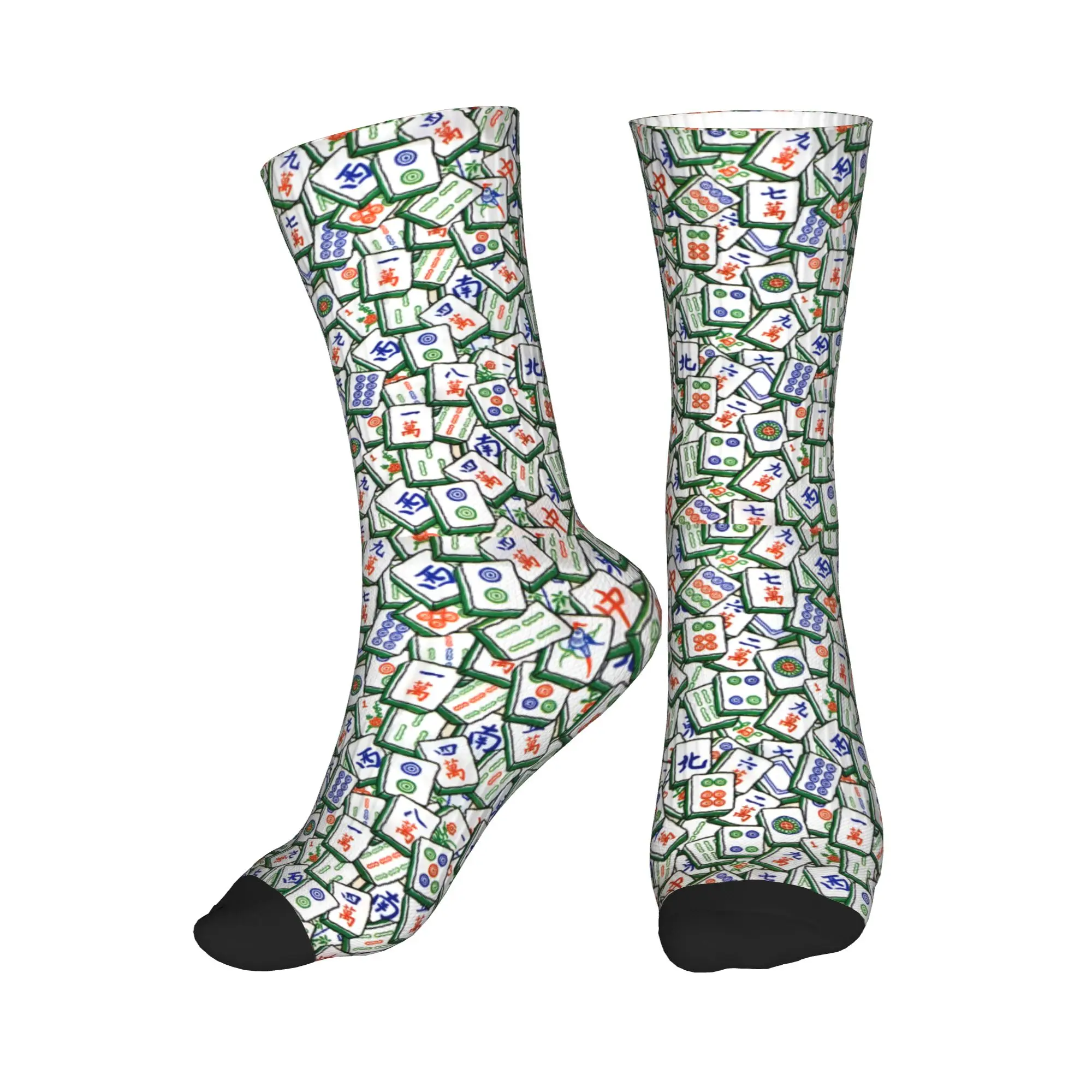 

Cool Men's Mahjong Tile Game Pattern Dress Socks Unisex Warm Comfortable 3D Printing Crew Socks