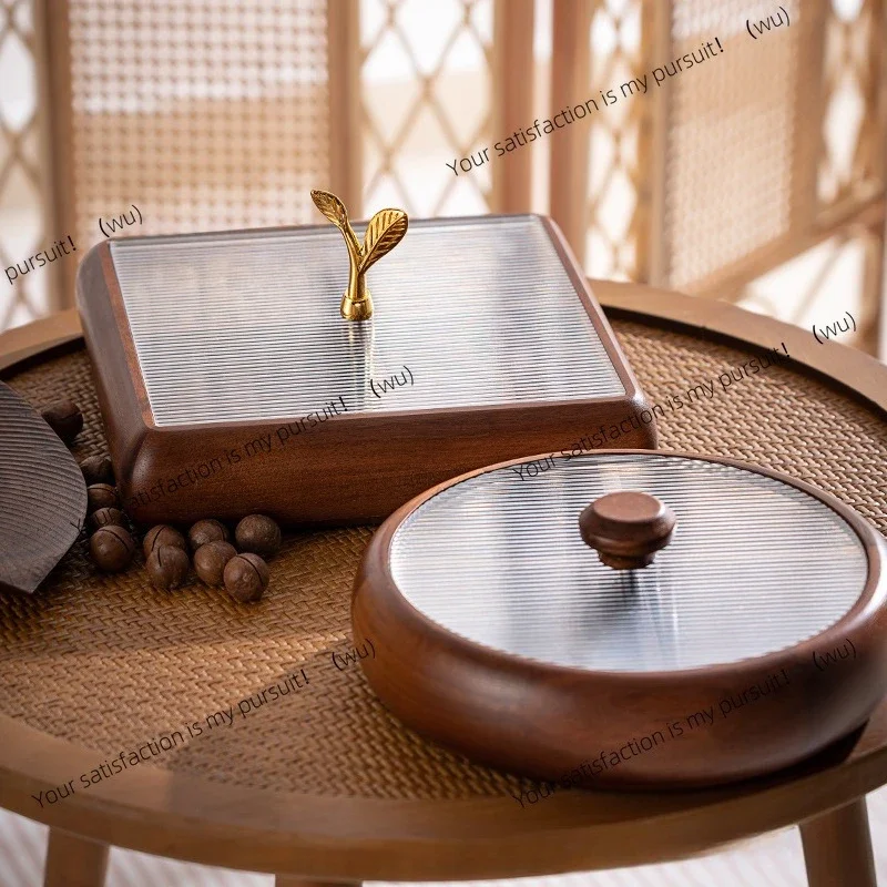 

Solid wood fruit plate living room household coffee table high-end light luxury dried fruit snack box storage