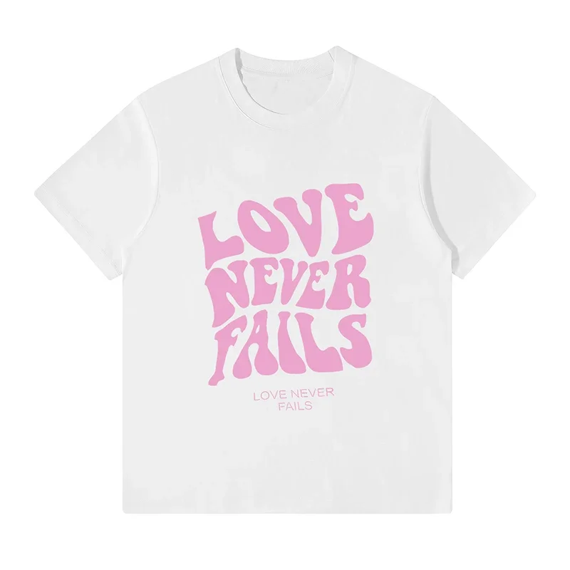 الحب لا يفشل أبدًا التصميم الأصلي زوجين تي شيرت المرأة القطن فضفاض الهيب هوب نمط بلايز المرأة شارع العليا تي شيرت الجولة الرقبة تيز #6
