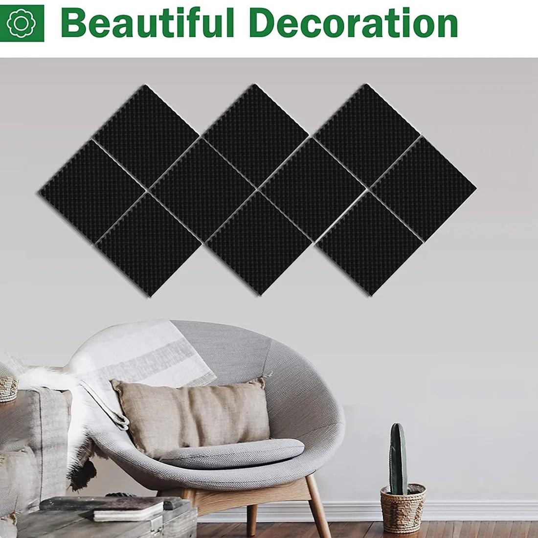 A74K-24 حزمة من ألواح الرغوة الصوتية لوحة حائط معالجة عازلة للصوت مقاومة للحريق، رغوة إلغاء الضوضاء للتسجيل والاستوديو، إلخ