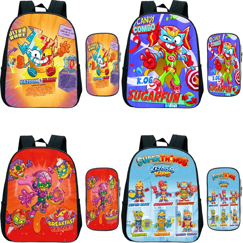 Superzings Series 9 Backpack Kids Kindergarten Bookbag Pen Bag 2 Pcs/Set Mochila Children Schoolbags Superthings 9 Rucksack Sac