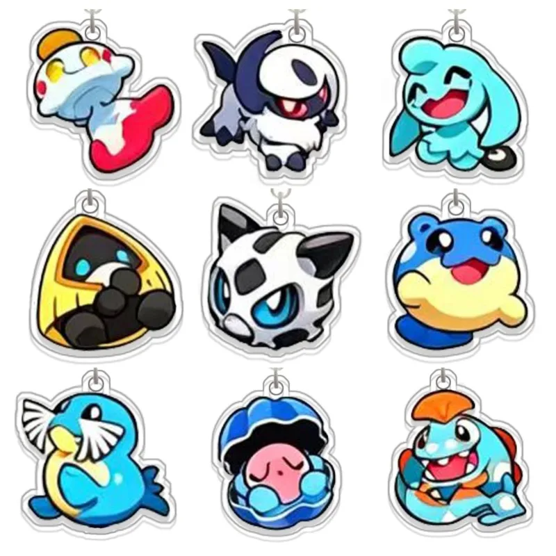 Marshtomp Snorunt Purrloin Spheal Popplio Vanilluxe - Llavero Colgante de Acrílico Original Hecho a Mano con Diseño de Dibujos Animados, Bonito Juguete de Anime, Regalo