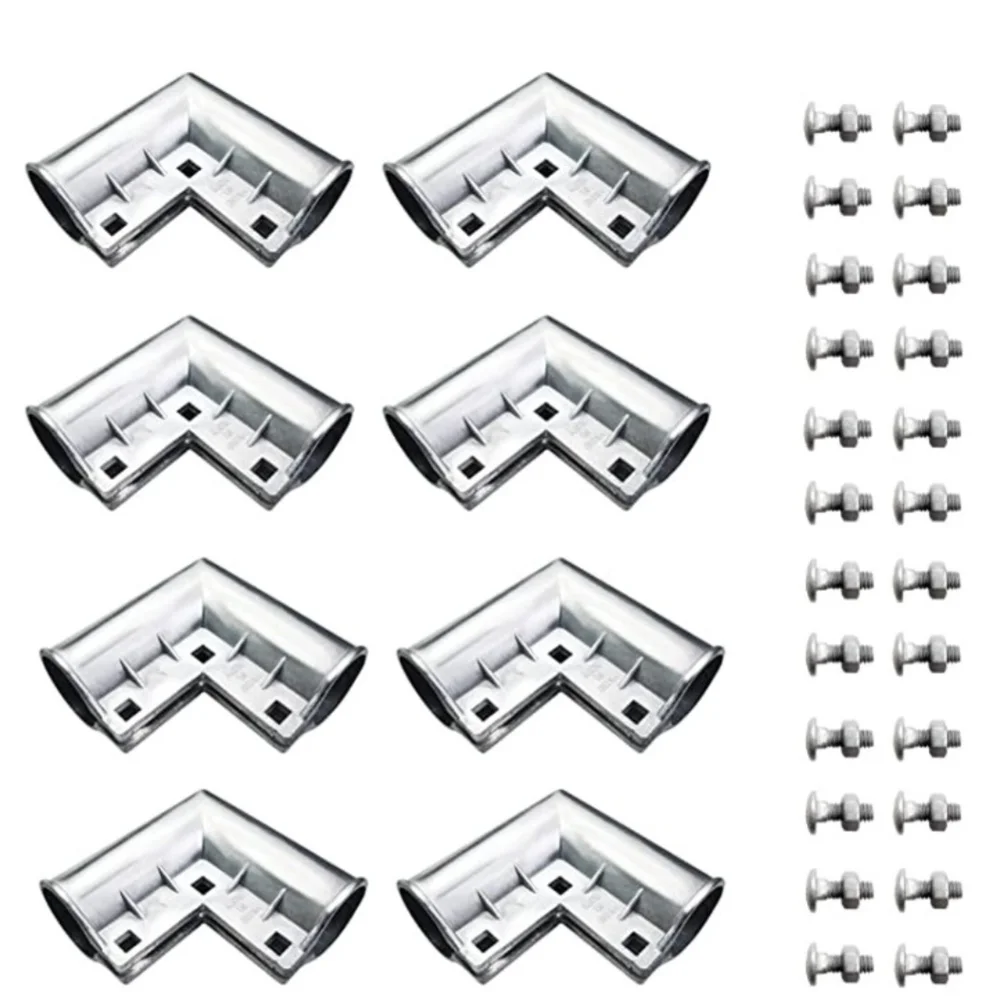 Metal Fence Gate Corner 4 Pack Aluminum 90 Degree Brackets for Outdoor Pipe Connection 1 3/8 inch OD Compatible Fitting