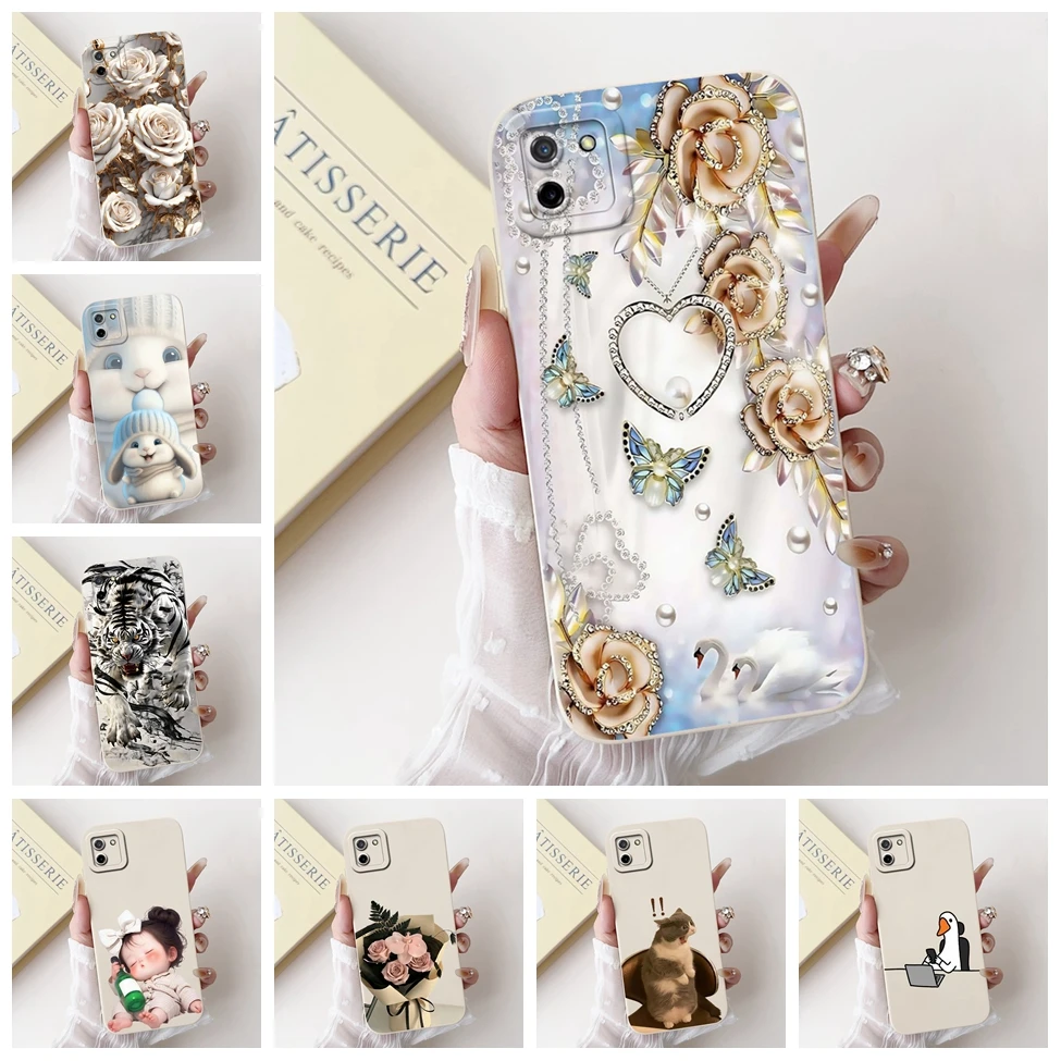 

For Realme C11 Case RMX2185 Silicone Cute Cat Fashion Butterfly Flowers Love Painted Cover For Realme C11 2020 Phone Case Bumper