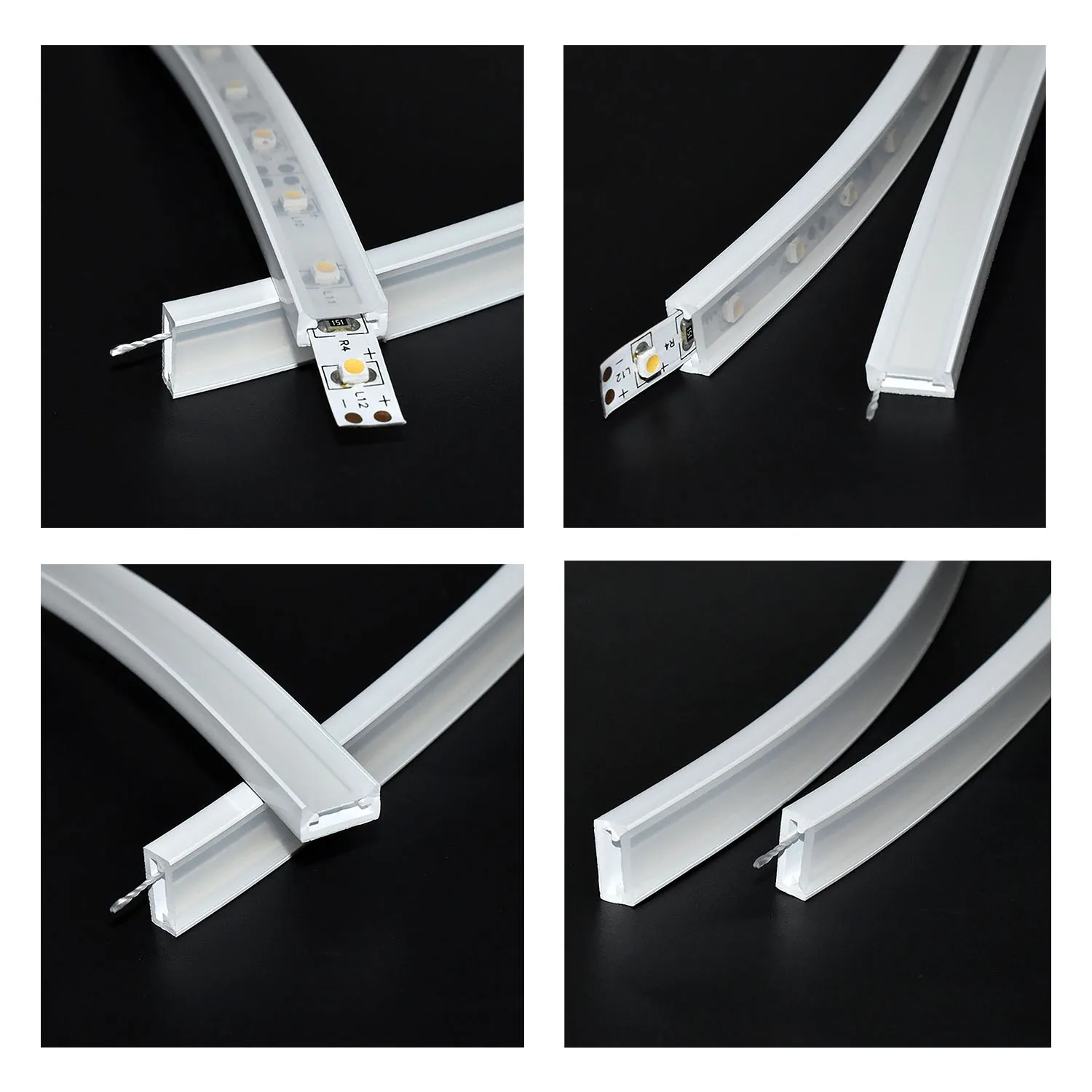 T0511/T0513/T0515 Silicone Neon Tubes, Transparent/Milky Sleeves for 8-12mm WS2811 WS2812 LED Strips
