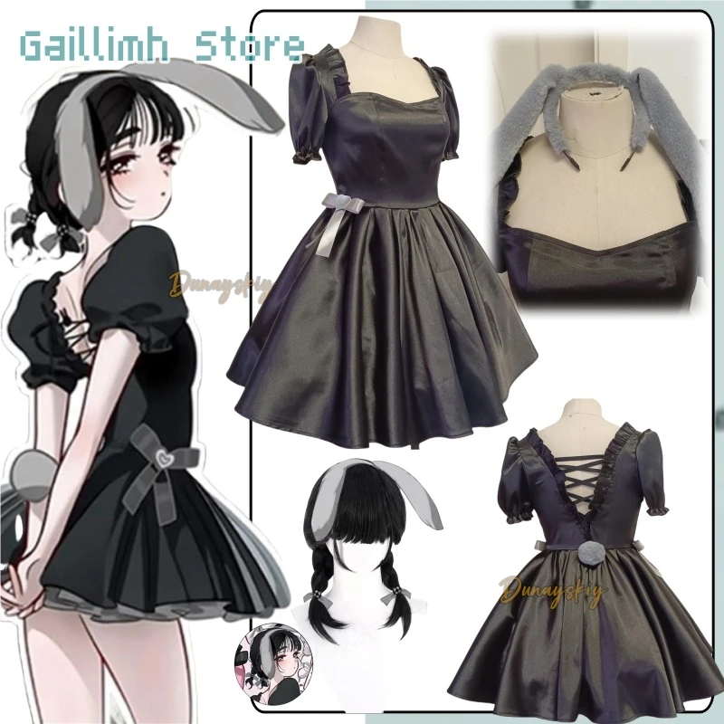 

Аниме ALIEN STAGE Sua Косплей органов로윈 의상 3-я годовщина Кролик Кофе Sua Косплей Черное платье Парик Sua Головной убор для горничной Костюм на Хэллоуин