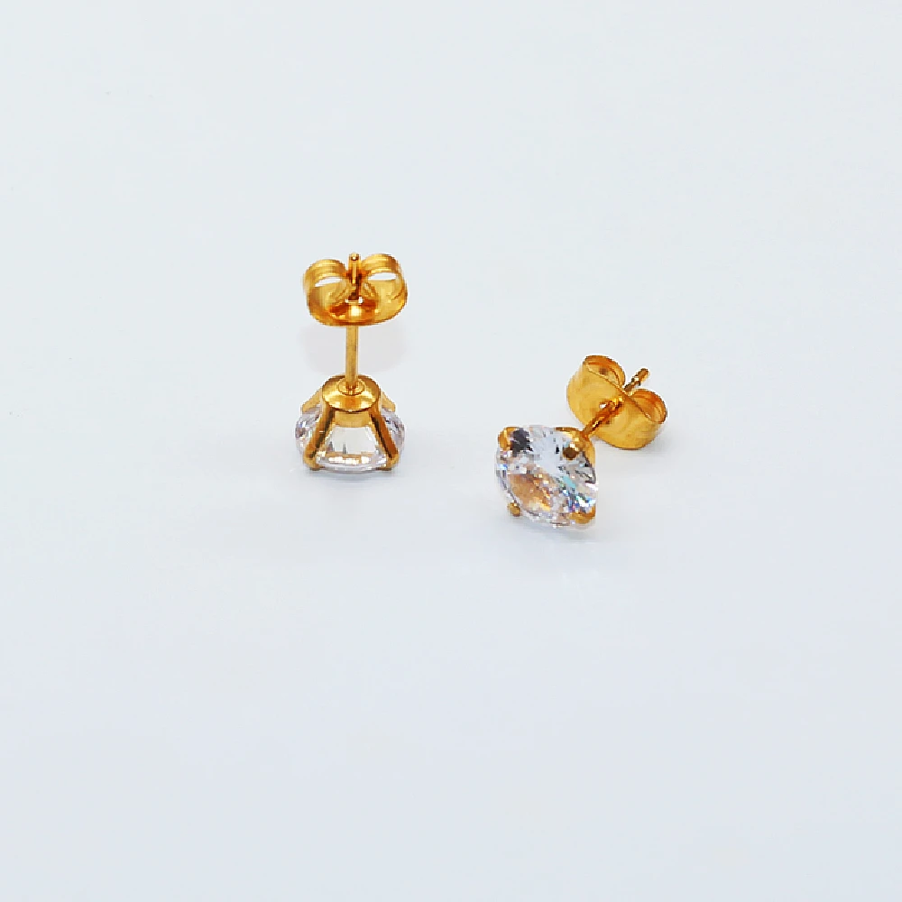 Edelstahl-Ohrstecker mit Zirkonia-Steinen, glitzernder Ohrschmuck für Damen und Mädchen, hypoallergen, glänzende Stecker, für den täglichen Gebrauch und für Partys. – Detail 3