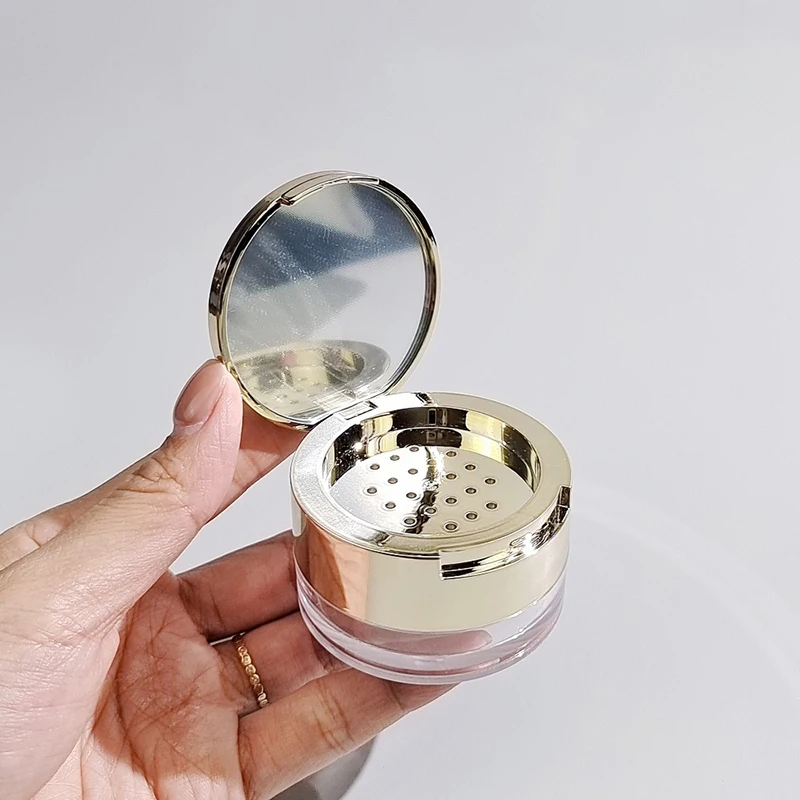 1Pcs 6g Portable Powder Box Empty Loose Powder Container With Sieve Mirror Cosmetic Sifter Loose Jar Travel Makeup Container