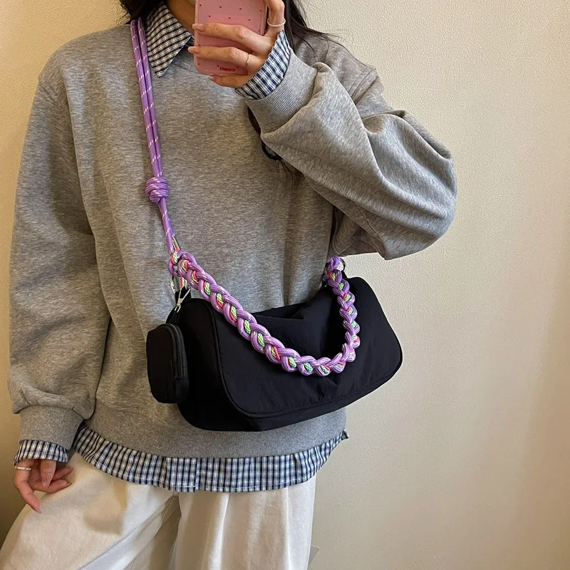 Dopamine Crossbody Messenger Bag, Suitable for Women Woven Strap Handbag and Wallet, Ideal for Daily Commute, Short Trips