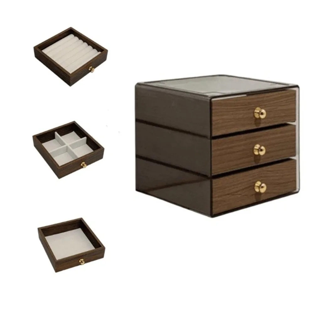 

Large Capacity Jewelry Storage Box 3/5 Layers Detachable Layers Desktop Storage Case Simple Anti-oxidation