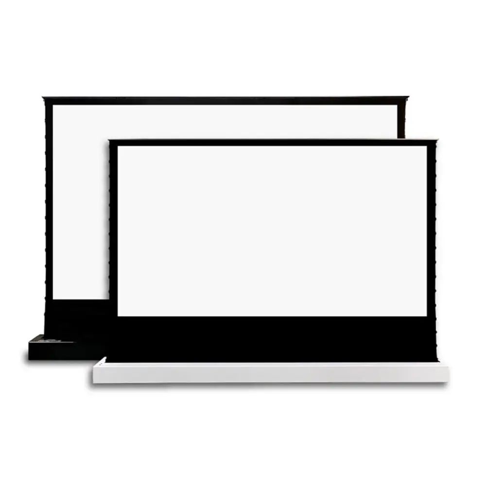 2024 Newer Smart Home Motorized Electric Floor Self-Rising Projection Screen With UHD Cinema White Cloth For All Type Projectors