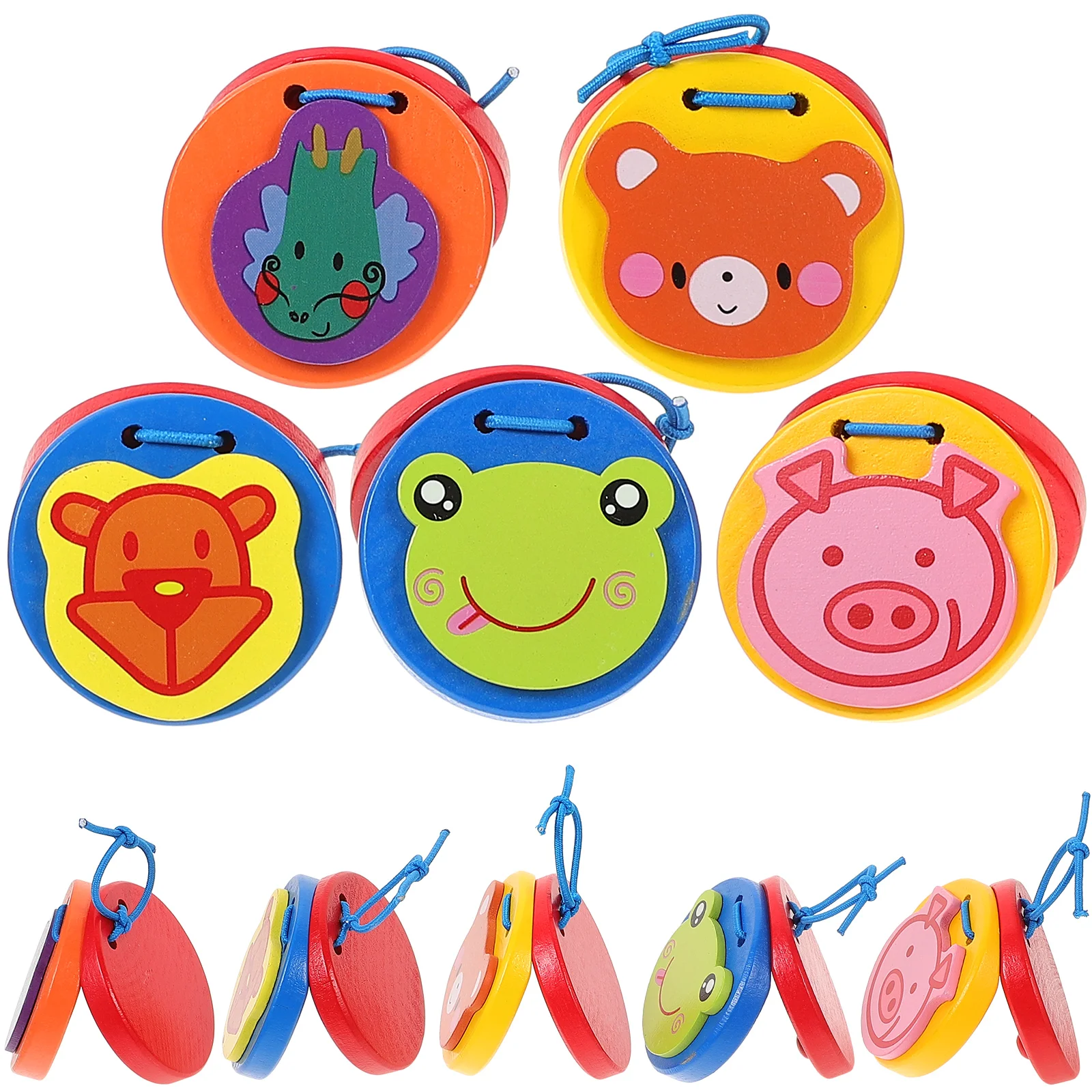 10 Pcs Orff Castanets Toys for Toddlers Kids Musical Instrument Wooden Plaything