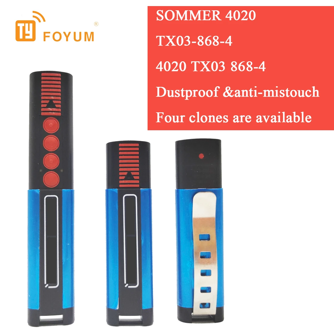 5Pcs SOMMER 4020 TX03-868-4 Garage Door Remote Control 868.3MHz Gate Opener 4031 4025 4011 4035 APERTO 4025 4021 Remote Control