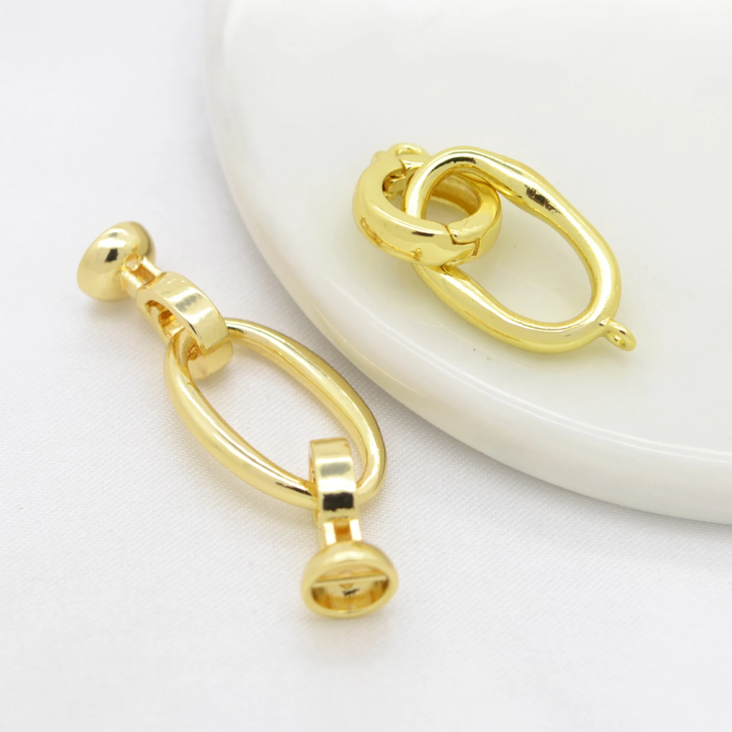 Oval Round Jewelry Connectors Clasps Plating Brass Handmade Necklace Bracelet Finishing End Buckle Jewelry Making Supplies