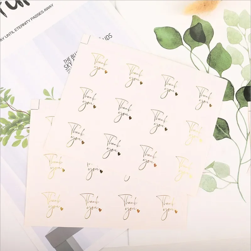 

120pcs/lot Clear Gold Thank You Stickers For Small Business Wedding Pretty Gift Cards Envelope Sealing Label Stickers