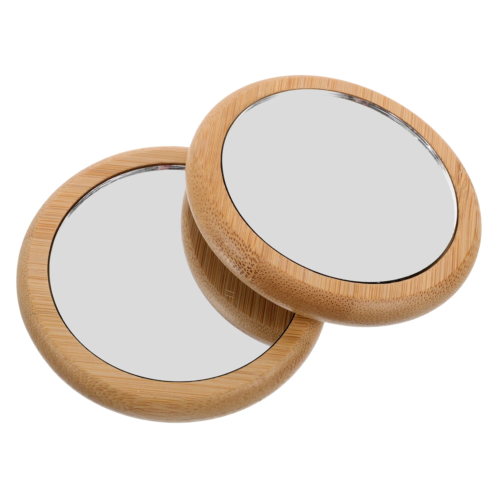 2 szt. Małe drewniane okrągłe lusterka ręczne, kompaktowe lusterka do makijażu, przenośne lusterka podróżne do torebki, małe lusterka kieszonkowe.