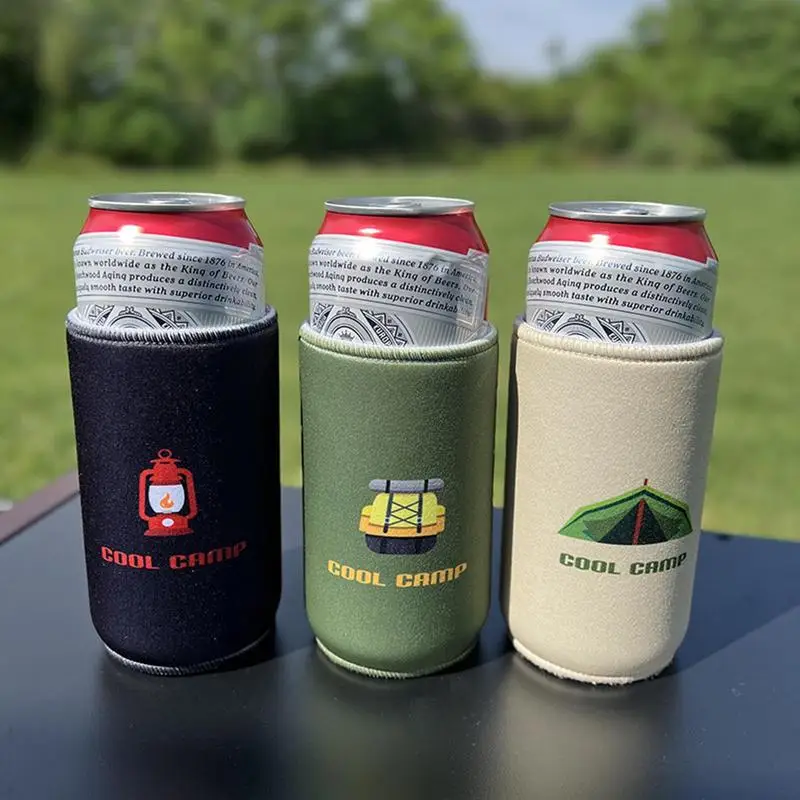 Camping Can Cover Lightweight Beer Sleeves Reusable Beer Bottle Cooler Holder Sleeve Non-slip Can Covers