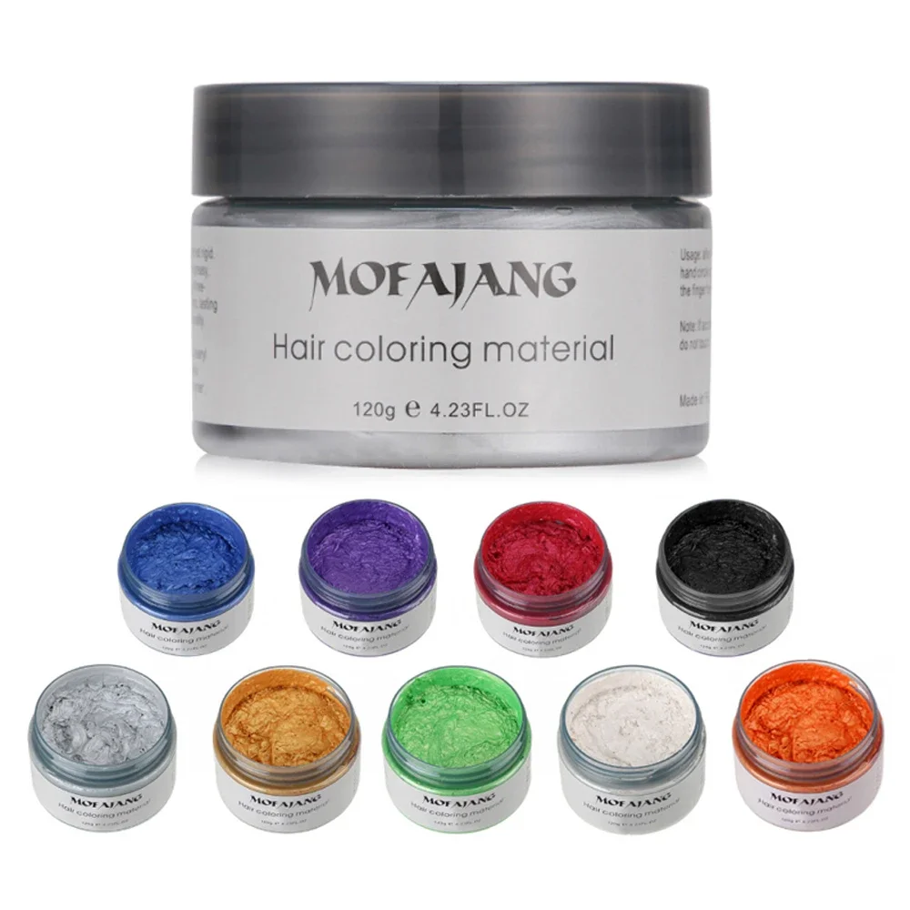 Mofajang Color Hair Wax Dye Styling Pomade Silver Grey Disposable Natural Hair Strong Gel Cream Hair Dye for Women Men