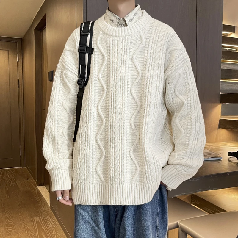 

Winter New Round Neck Sweater Casual Men's Round Neck Warm Knitting Sweater Trend Comfortable Men's One-piece Knitting Sweater