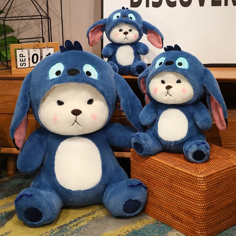 ตุ๊กตาหมีขนาดใหญ่สุดน่ารักแปลงร่างเป็นสติทช์ ตุ๊กตาหมีคอสเพลย์สุดน่ารัก ตุ๊กตาสัตว์นุ่มนิ่ม ตุ๊กตานอนหลับ ของขวัญคริสต์มาสสำหรับเด็กผู้หญิง