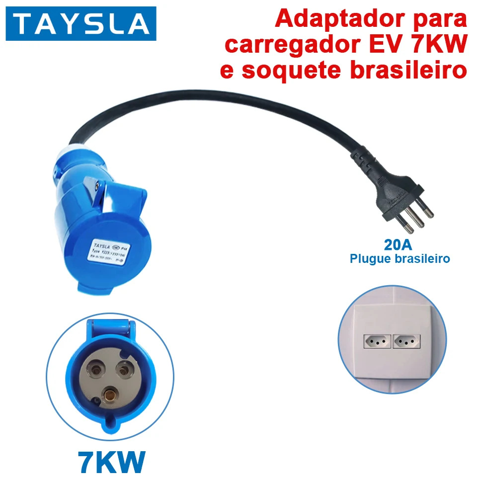 TAYSLA Adapter 16A Electric Car Charger Original BYD CEE Female Plug Adapter 32A to 20A BR Plug Socket 7KW to 3.5KW Connector