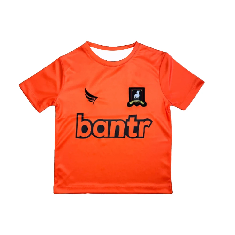Kids AFC Soccer Jersey Set,Ted Lasso Bantr Print Short Sleeve Football T‑Shirt+Shorts,Boys Sport Training Uniform Orange Kit