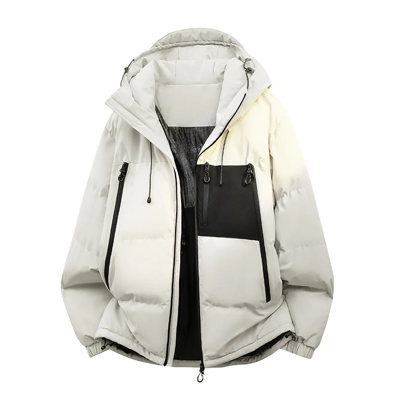 Outdoor Hooded Warm Parkas Coats for Men Solid Color Comfortable Male Clothes Fashion New Style Casual Outerwear Winter Thicken