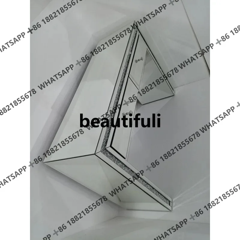 

RR simple silver rhinestone glass double pumping entrance table dresser mirror furniture