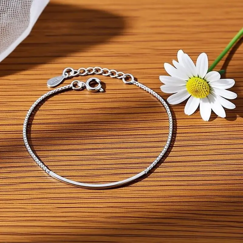 Promotion Simple 925 Sterling Silver Box Link Chain Adjustable Bracelets for Women Men Anniversary Party Fashion Jewelry Gifts