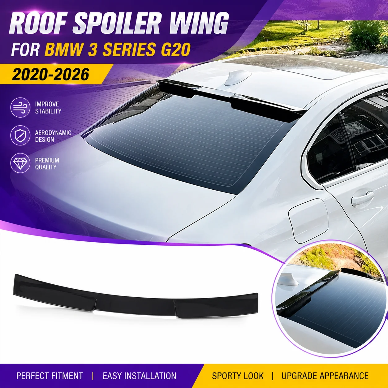 Roof Spoiler Wing for BMW 3 Series G20 320i 325i 330i M340i 2020-2026 Rear Window Roof Wing Body Kit Car Accessories Tuning