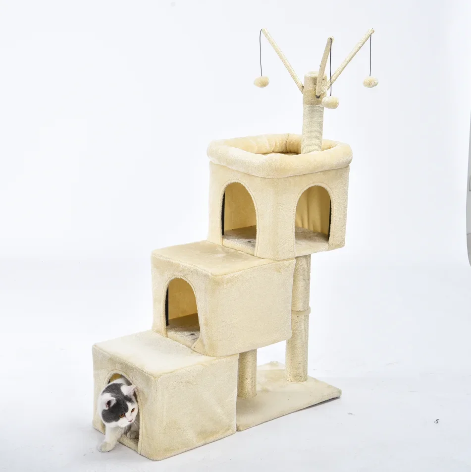 

-Petstar Cat Furniture Dangling Balls Scratcher Luxury Three Steps Cat Scratching Tree Tower Condo