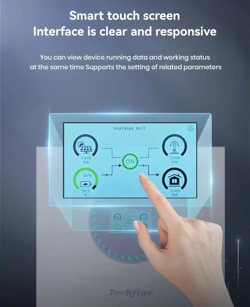 デュアルAC出力 4kw 5.5kw 6kw 6.2kw オンオフグリッドハイブリッドソーラーインバーター 広範囲PV入力 タッチ式カラーディスプレイ搭載