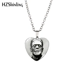 2018 New Traditional Frankenstein Heart Pendant Couple Necklace Handmade Pendants Glass Dome Jewelry HZ3
