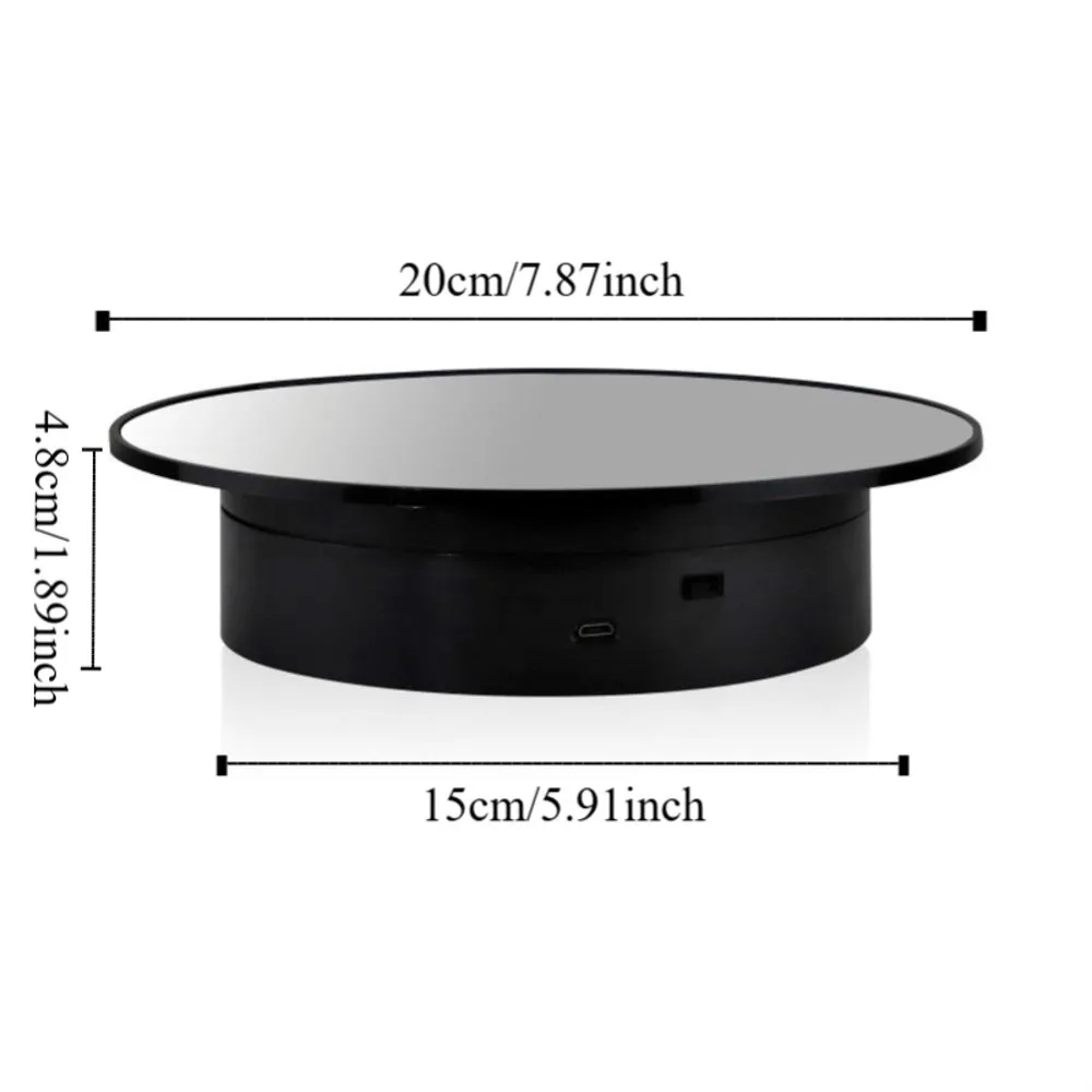 2 in 1 Rotating Turntable Motorized with Mirror Electric Display Stand 360° Rotation Jewelry Holder Jewelry Display Platform