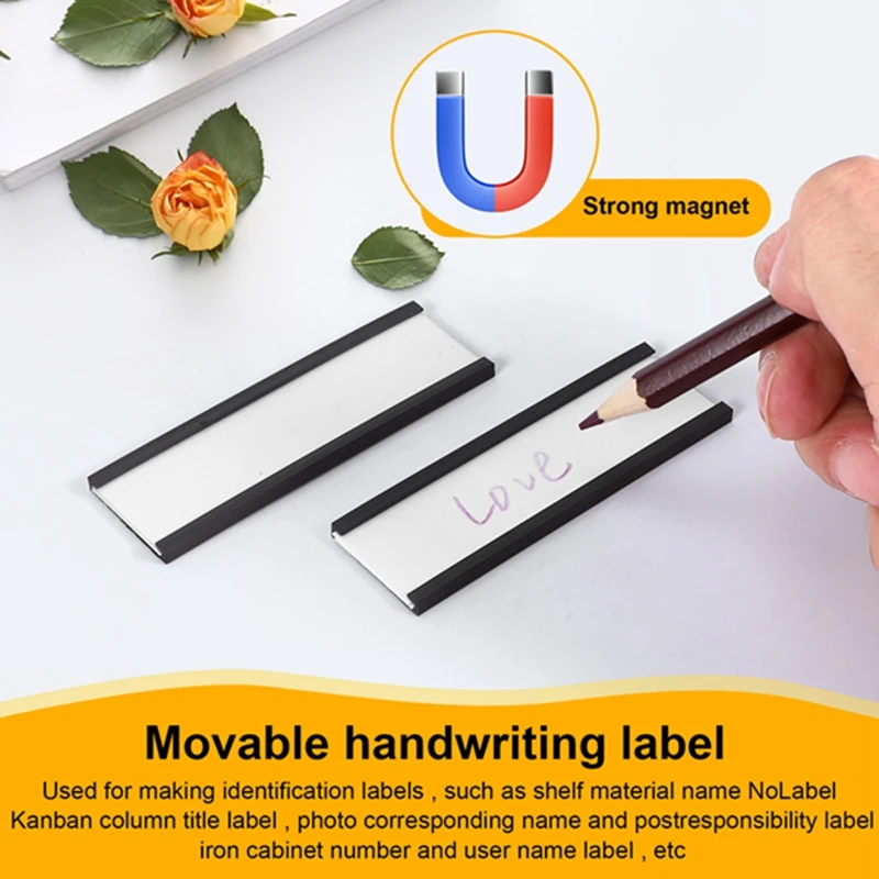 30Pcs Magnetic Label Holders With Magnetic Data Card Holders With Clear Plastic Protectors For Metal Shelf (1 X 3 Inch)