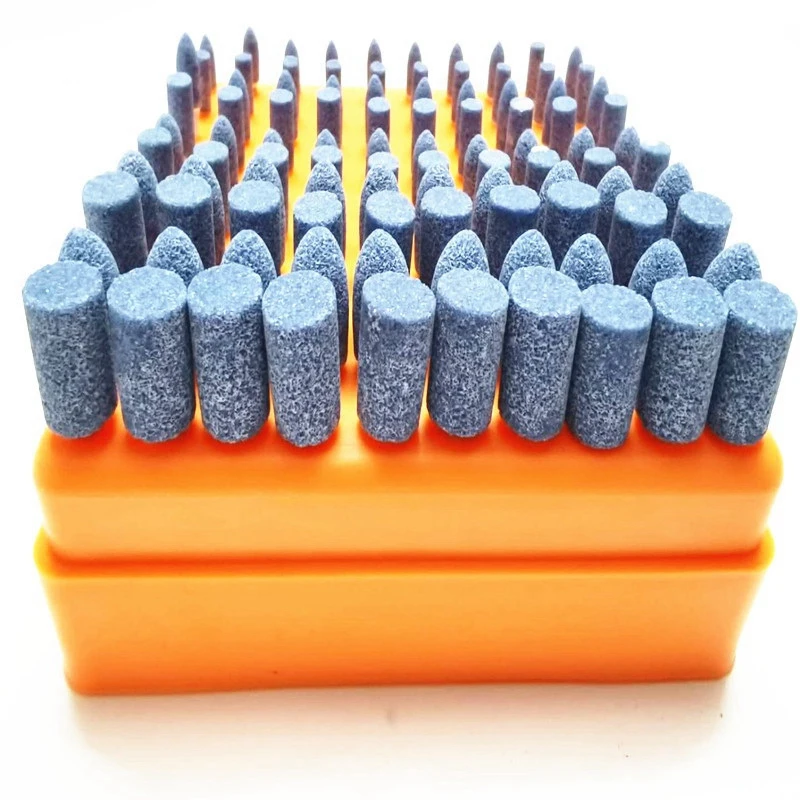 100 pz di 3MM Pole 4-10Mm blu lucidatura testa di molatura Set di punte per trapano in pietra abrasiva per incisione taglio lucidatura