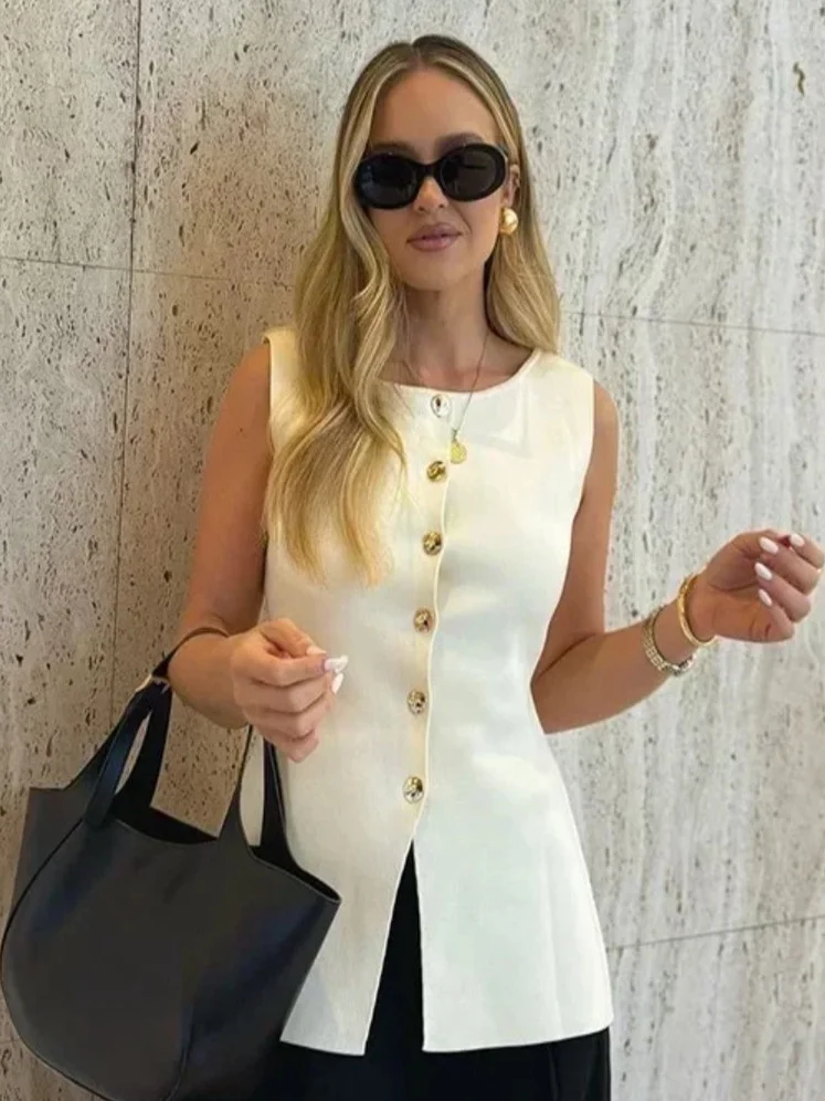 

Casual Svel Vest for Women Pure Color Fem Vest Spring Season Regular Thin Other Material 00% Other Sle