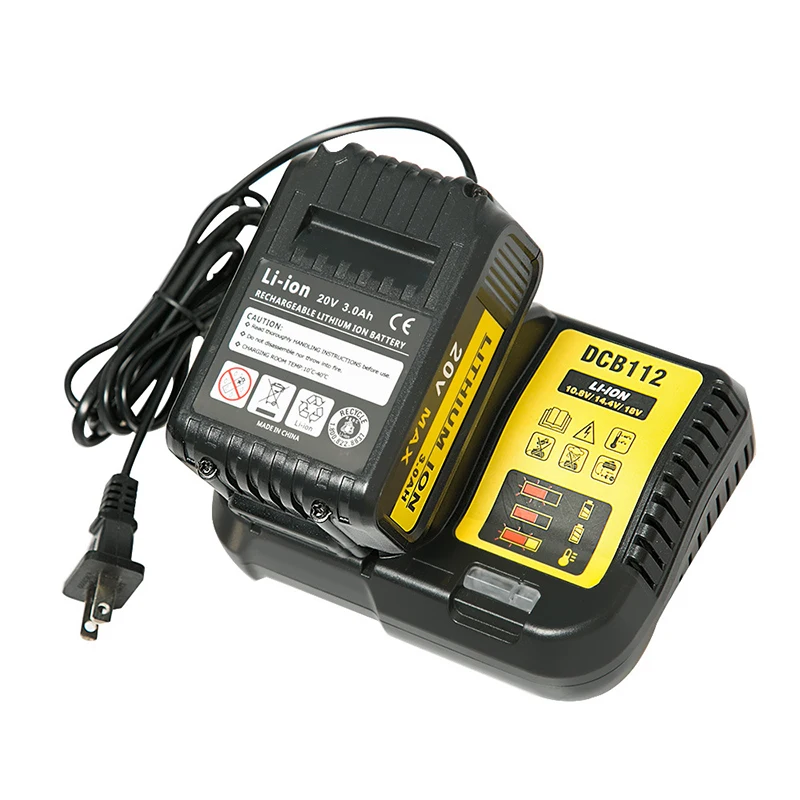 For Dewalt DCB200 20V 4.0Ah/5.0Ah/6.0Ah Replacement Battery Compatible with For Dewalt 18V/20V Tools Battery+battery charger