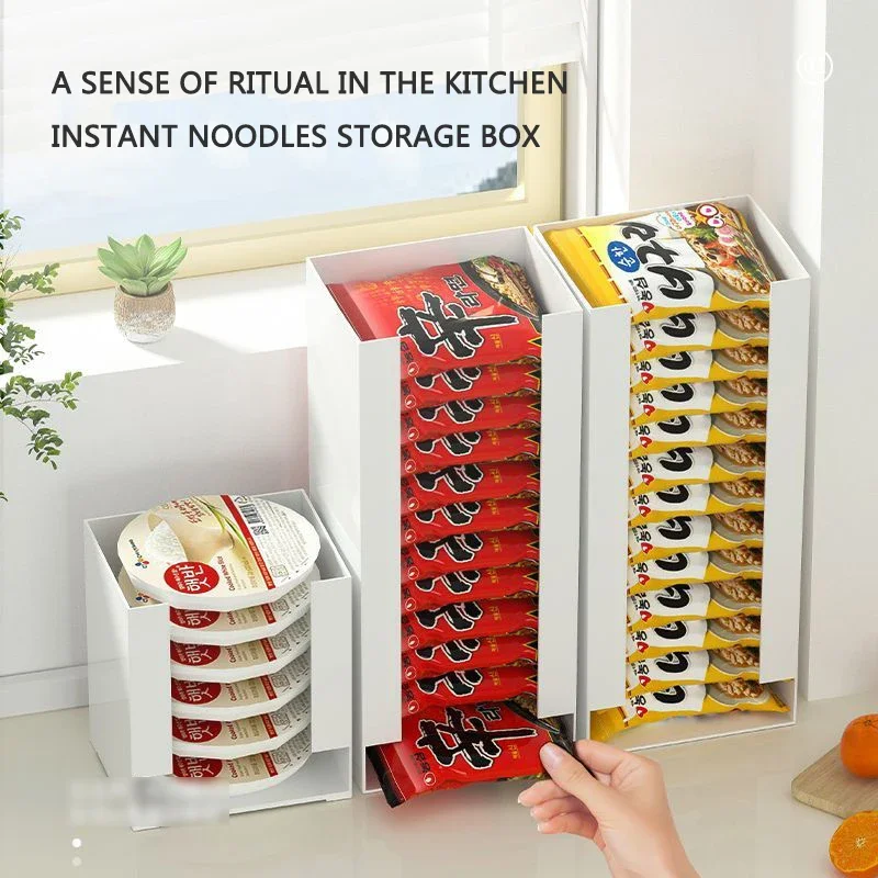 Korean Instant Noodles Storage Box Kitchen Countertop Ramen Instant Food Paper Cup Organizer Box Desktop Skin Care Rack