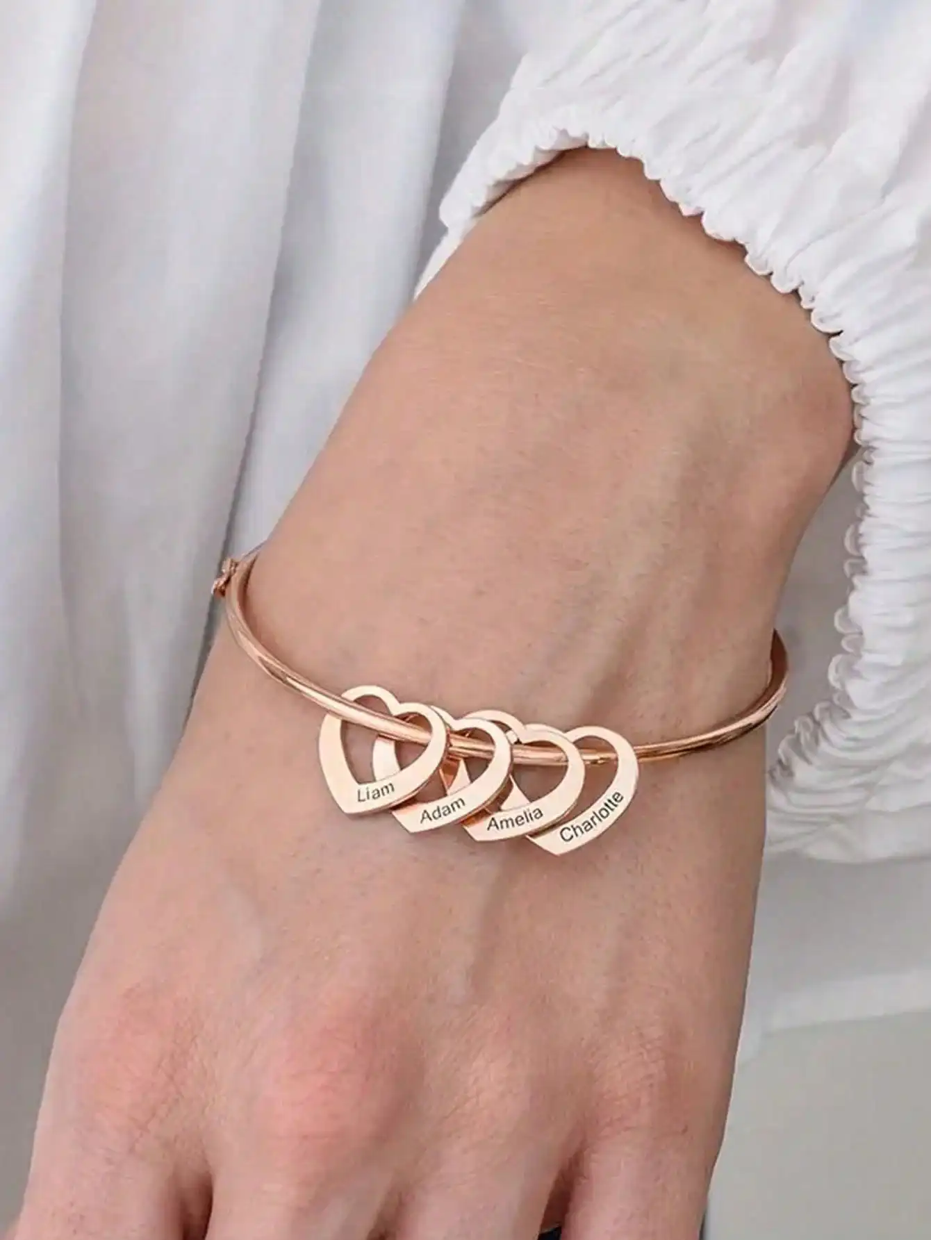 1 Piece Custom Stainless Steel Engraving Ladies Bracelet, Personalized Heart Pendant Couple Bracelet Holiday Gift for Girlfriend