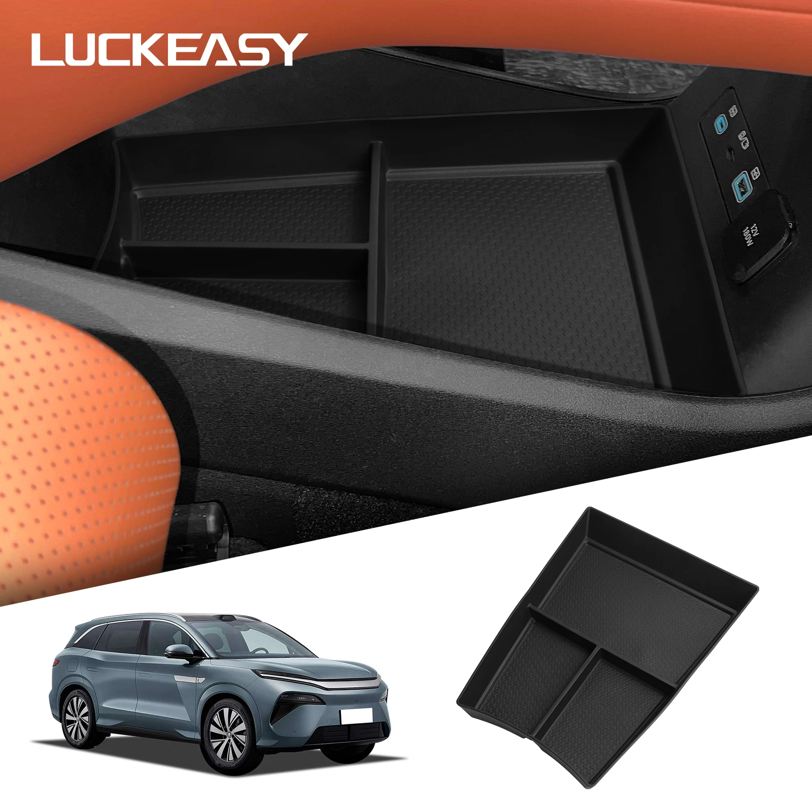 LUCKEASY für BYD Tang L/Atto 8/Sealion 8 2025 2026 Mittelkonsole Untere Aufbewahrungsbox Auto-Zubehör Aufbewahrungsfach Organizer