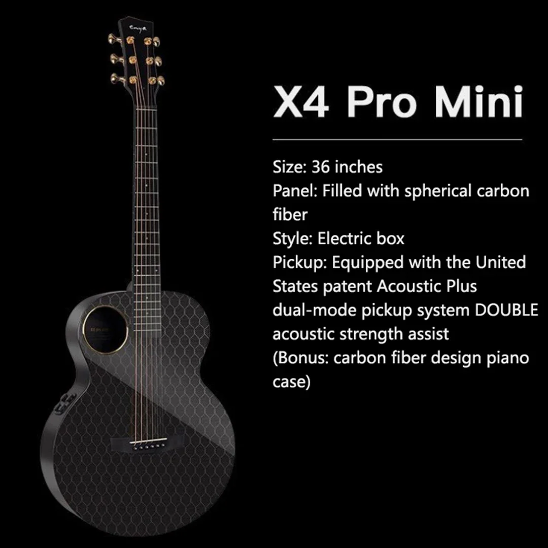 

Carbon Braze Enya X4 Pro Mini Original Guitar 6-inch Acoustic Plus Dual Mode Pickup System Guitar With Carbon Braze Violin Box