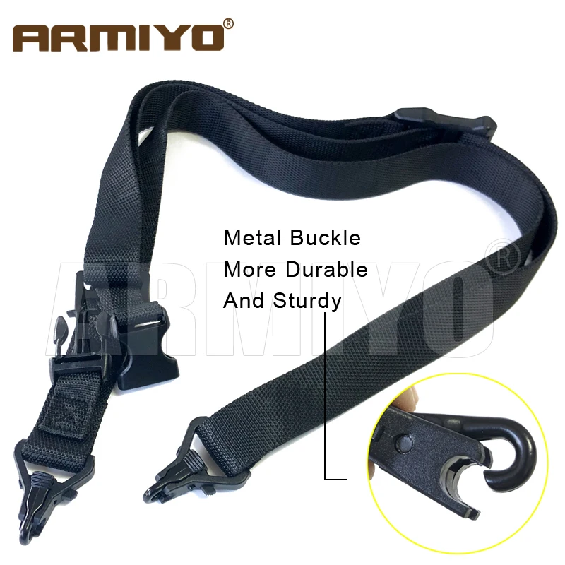 Armiyo Taktischer 191 Typ Metall-Schnallen-Schultergurt Multifunktionaler 2-Punkt Verstellbarer Nylongürtel Angeln Jagd Taschenträger – Detail 5