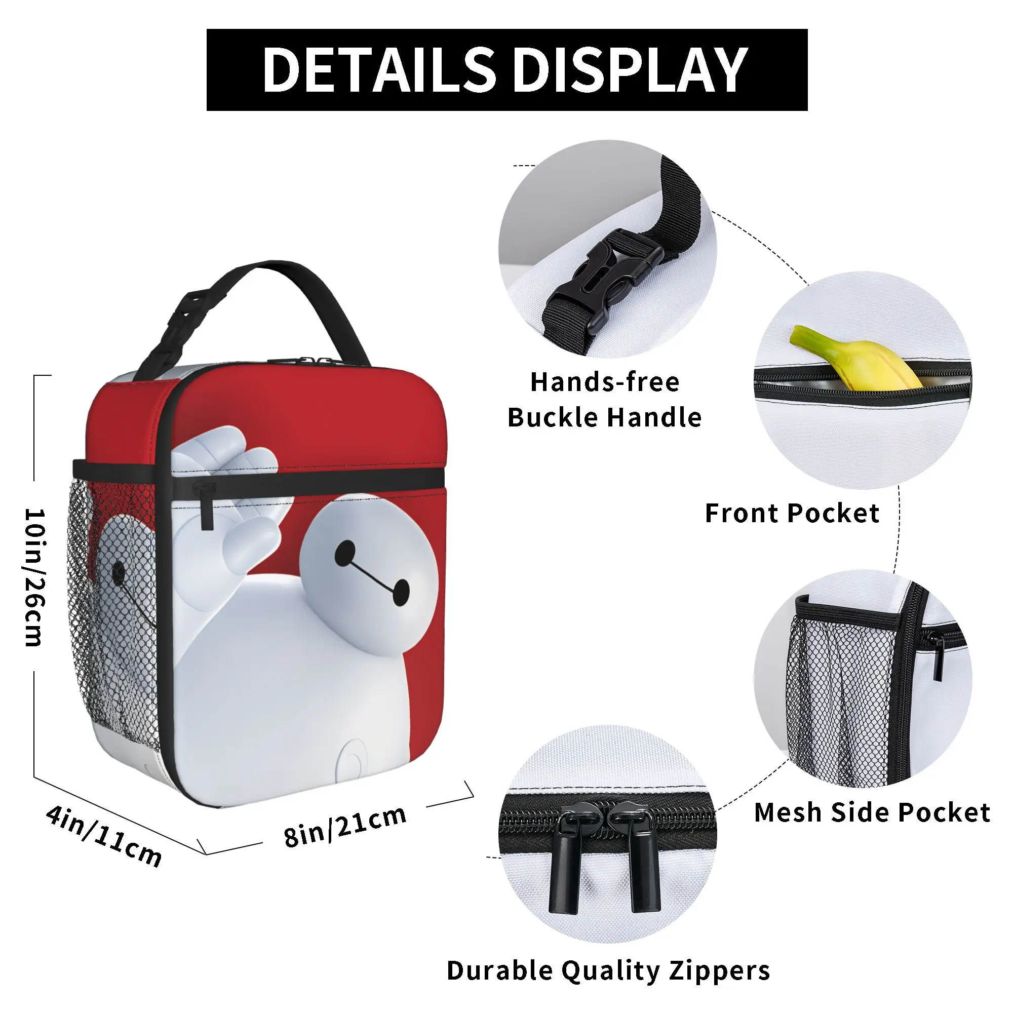 Big Hero 6 Baymax Lunch Bag Office Tragbare Thermo-Tragetaschen für Mädchen, wasserdichte Designer-Kühltasche – Detail 6
